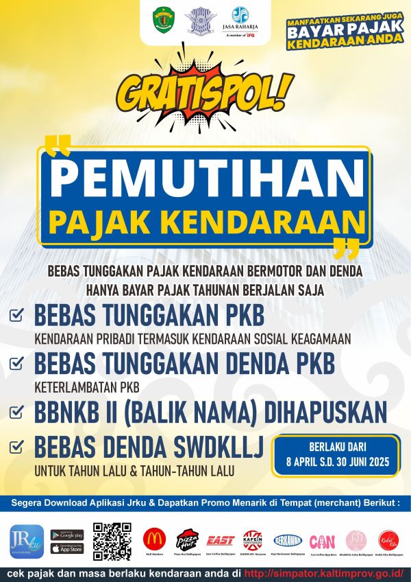 Gratispol Hadiah THR Untuk Masyarakat Kaltim Berupa Program Pemutihan Pajak Kendaraan Bermotor 600